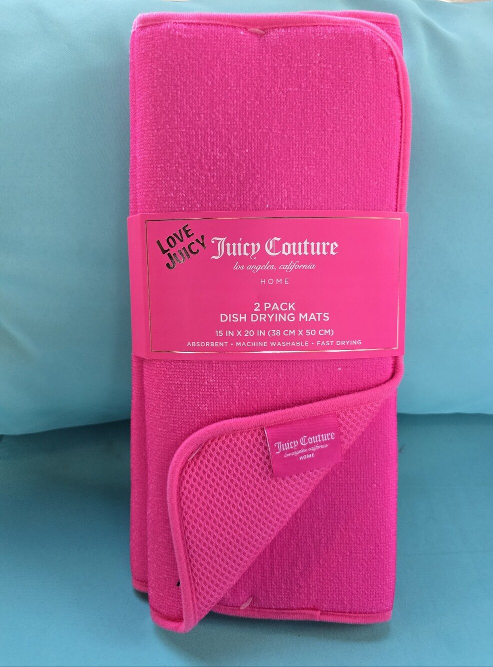 Juicy Couture Hot Pink Dish Drying Mats - 2 Pack